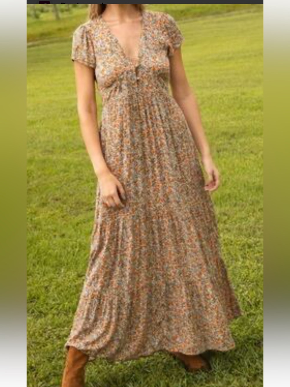 NATURAL LIFE Evangeline Orange and Cream Floral Maxi Dress sz M - Picture 2 of 10